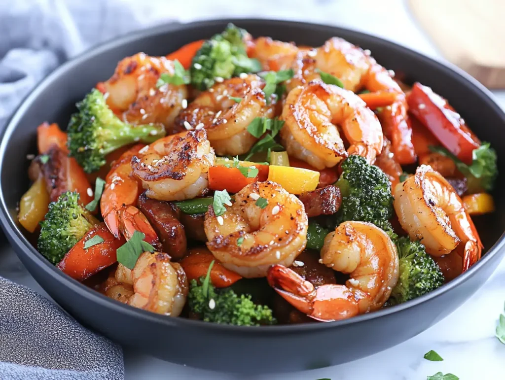 The current image has no alternative text. The file name is: Easy-Honey-Garlic-Shrimp-with-Sausage-Veggies.webp