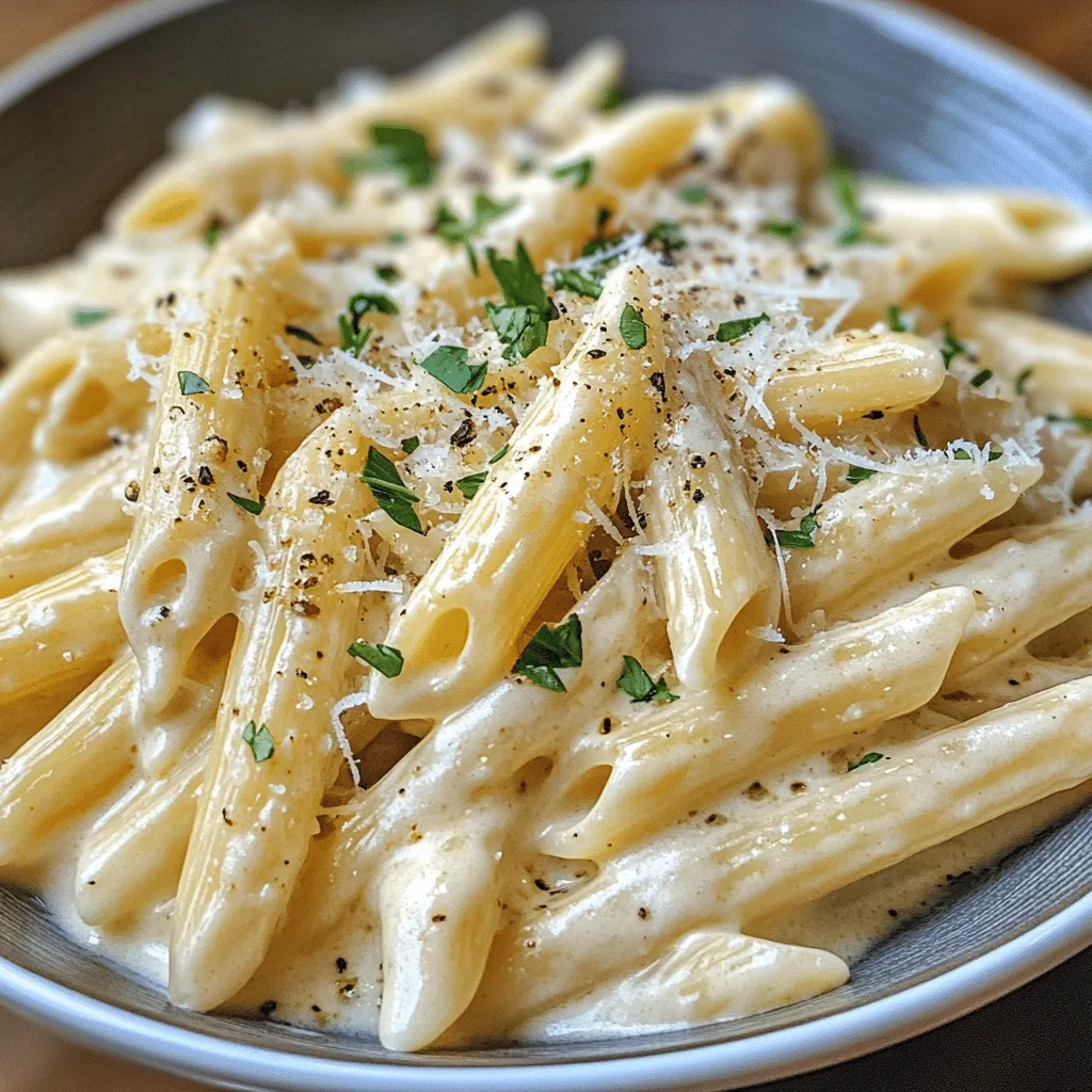 Creamy Garlic Penne Pasta with Fresh Herbs and Parmesan