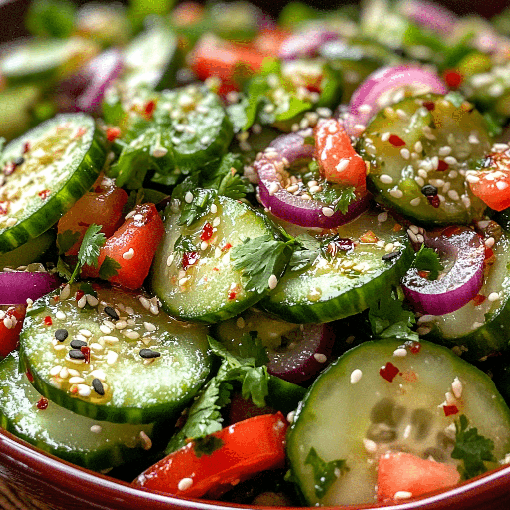 Zesty Asian Cucumber Salad with Toasted Sesame & Chili Oil - Scarlet Recipes featured image