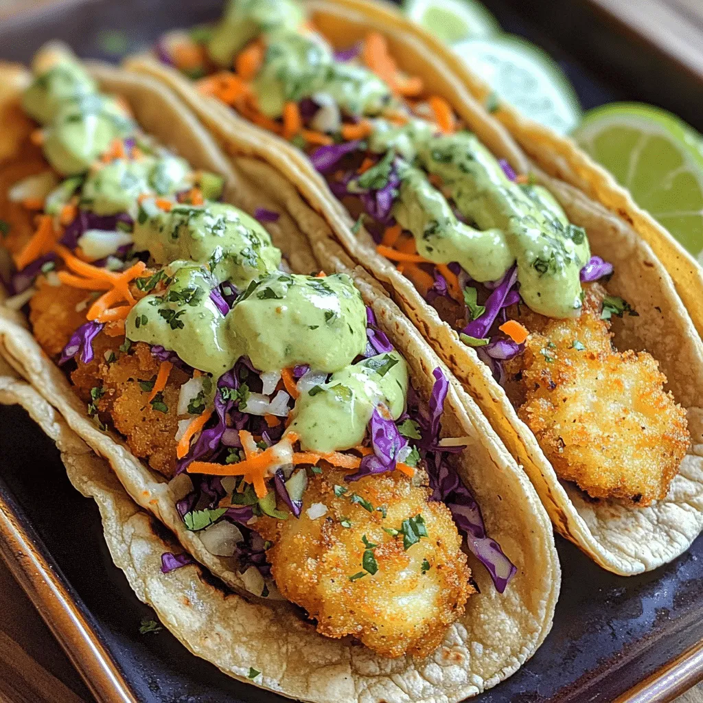 Crispy Cod Fish Tacos with Zesty Slaw and Avocado Crema - Scarlet Recipes featured image