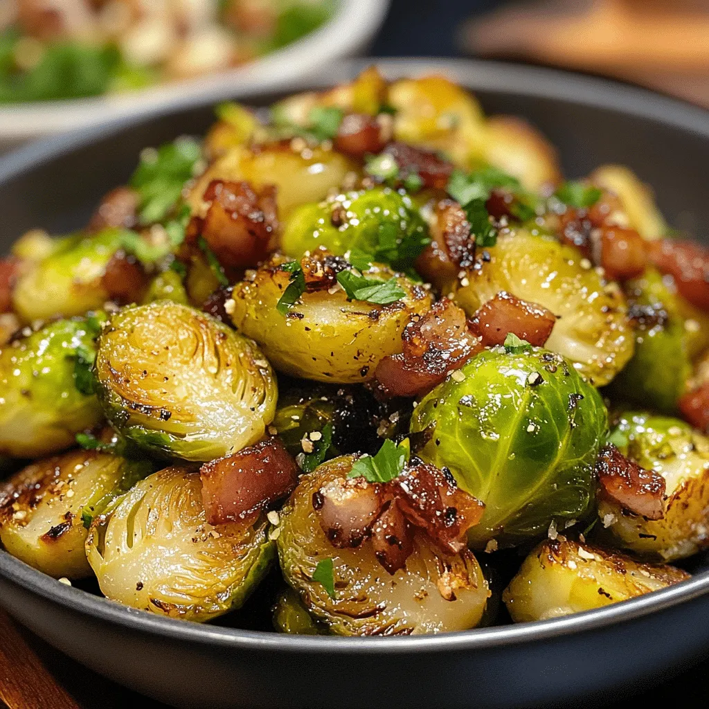 Savory Roasted Balsamic Brussels Sprouts with Crispy Pancetta - Scarlet Recipes featured image