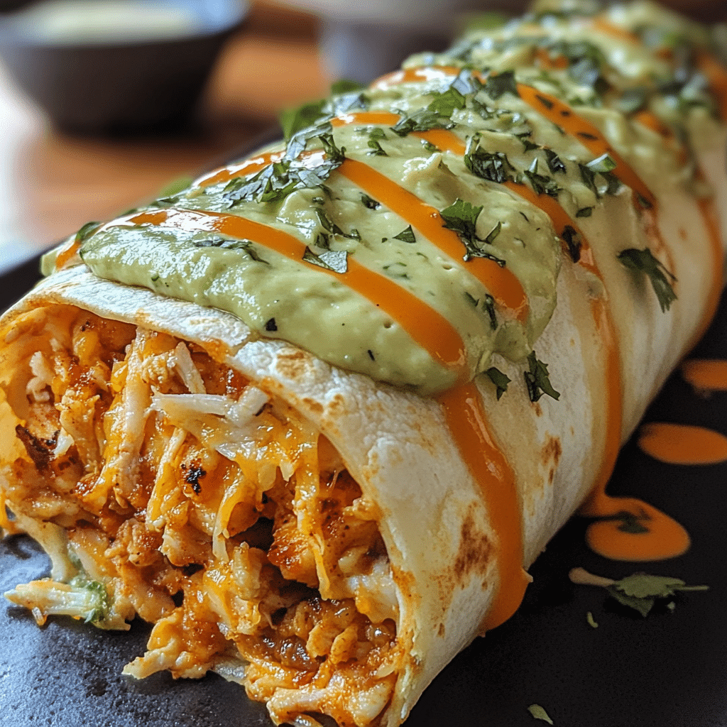 Slow Cooker Chicken Burritos with Avocado Crema