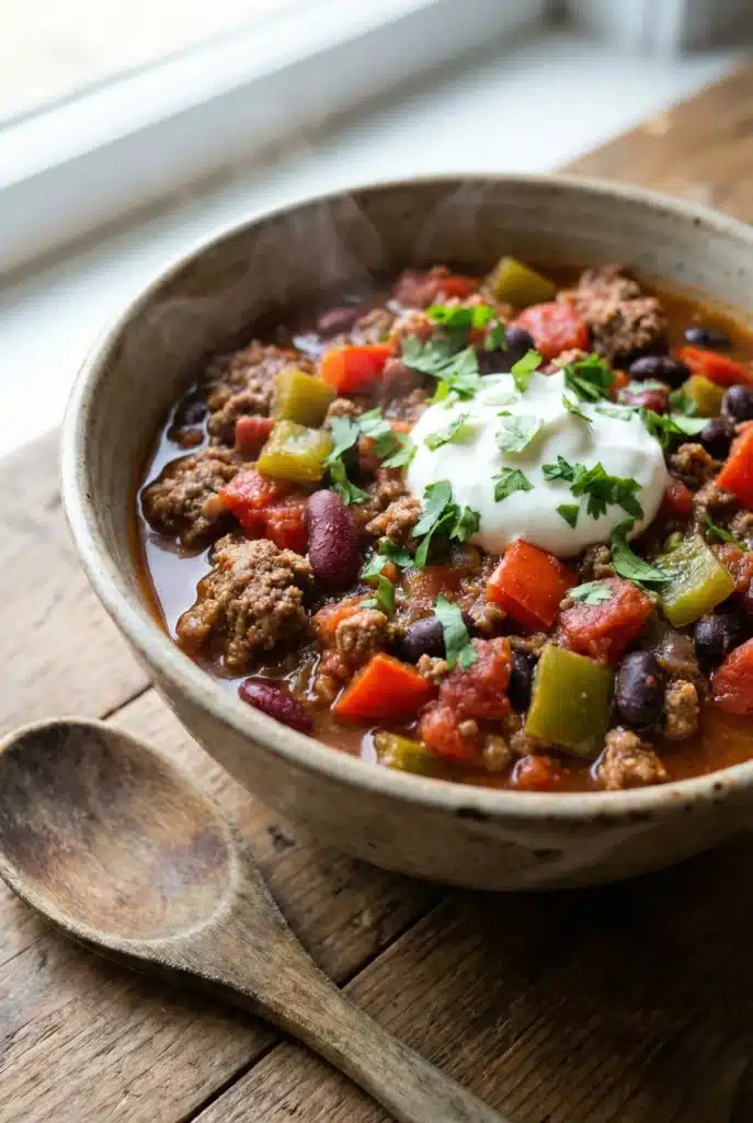 Hearty Slow-Cooked Chili with Rich Spices and Tender Beans - Scarlet ...
