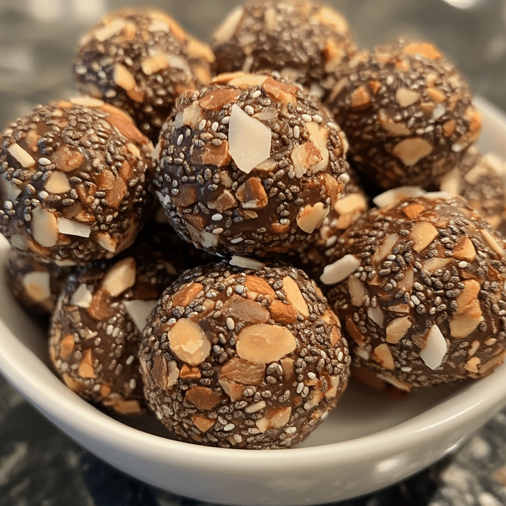 Irresistible No-Bake Chocolate Chia Coconut Energy Drops - Scarlet Recipes featured image